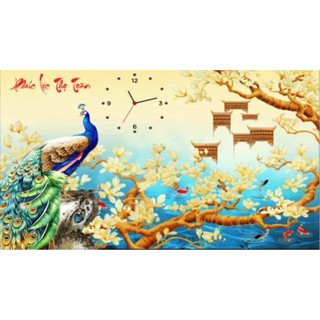 Tranh Thêu Chữ Thập Đồng Hồ 3D Phúc Lộc Thọ DV6194 (KHÁCH TỰ THÊU) KT:84X59CM