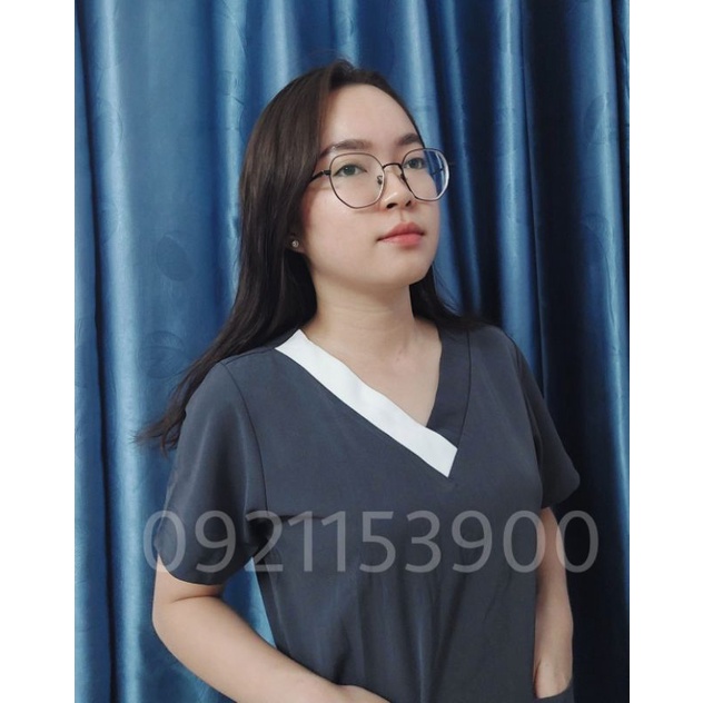 Đồng phục spa màu xám viền trắng