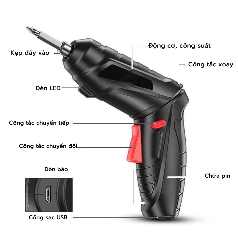 Máy Khoan Pin Máy Khoan Thông Minh Đa Năng Nhiều Chế Độ Sử Dụng Bắt Vít Siêu Nhanh Gia.dung.hoang.anh