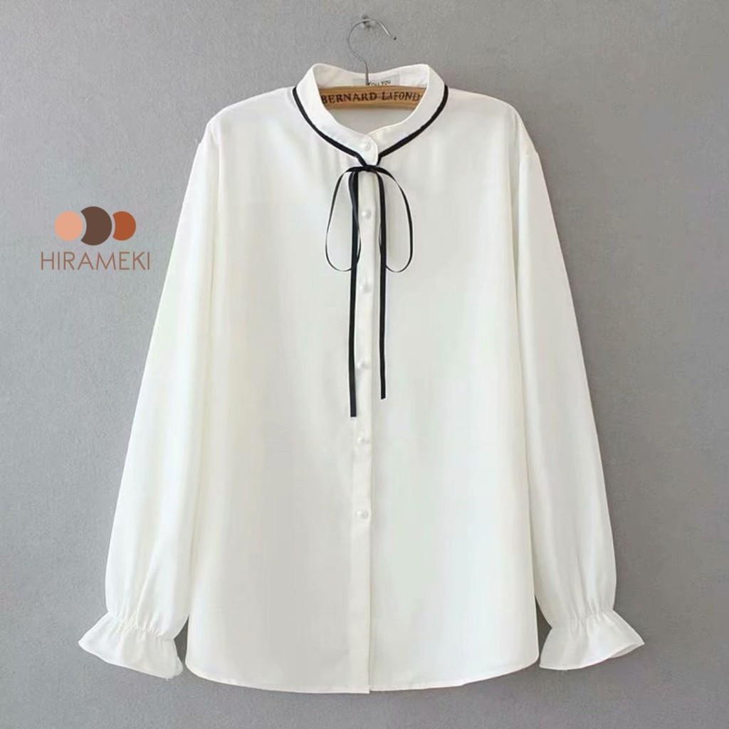 ÁO SƠ MI CHIFFON PHONG CÁCH TÂY ÂU CỘT NƠ CỔ ÁO 65-95KG - A134