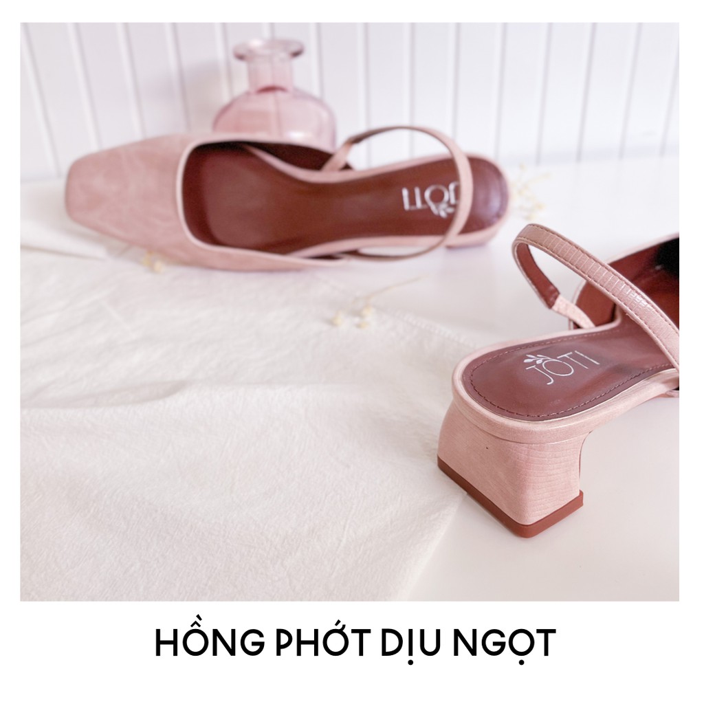 Giày Cao Gót Nữ JOTI Flora 3274VN5 - Mũi Vuông Quai Hậu Đế Trụ Cao 3cm Da Mờ - Mang Công Sở