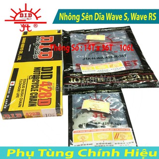 Bộ Nhông Dĩa Mặt Trời Sên DID Nhật Honda Wave S, Wave RS 14 x 36 x106L