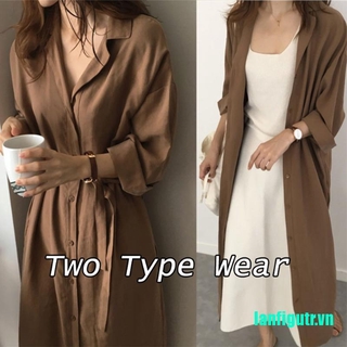 DMC Áo Khoác Cardigan Nữ Dáng Dài Cổ Chữ V Thời Trang