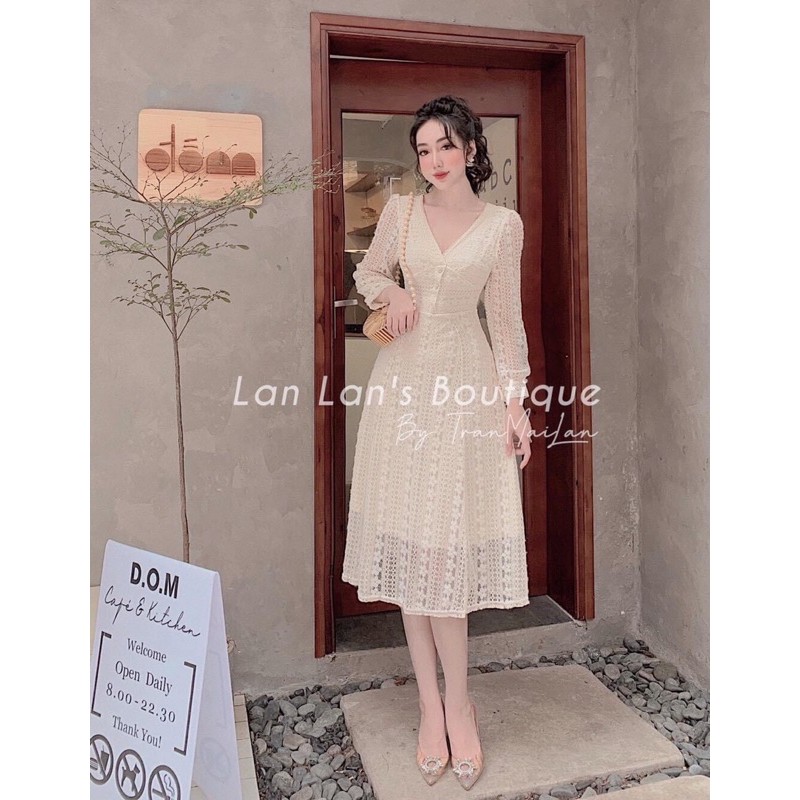 váy ren thiết kế cao cấp cổ V viền ren VRS012142 | BigBuy360 - bigbuy360.vn