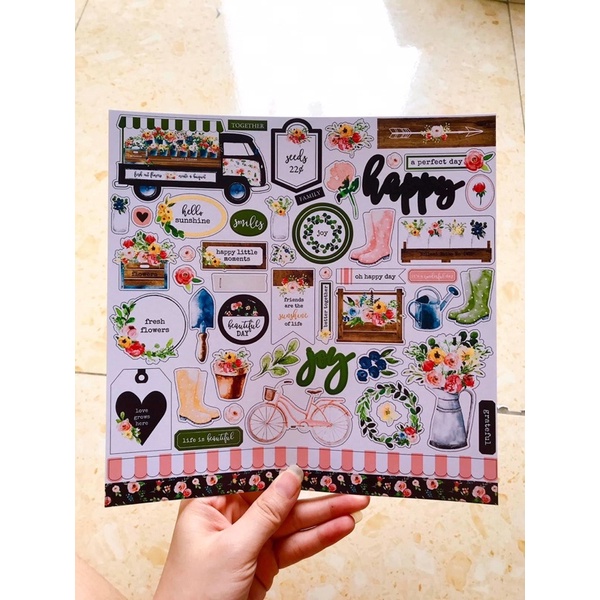 Sticker lẻ theo tờ trang trí love box , srcapbook , khung ảnh 3D handmade không dán decal- Định lượng 250gsm