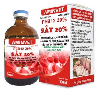 Fe b12 20% 20ml sắt tiêm một lần vật nuôi