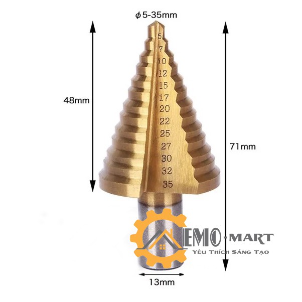 ⚡️𝐅𝐑𝐄𝐄 𝐒𝐇𝐈𝐏⚡️ Mũi khoan tháp 5-35mm ⚡️ Thép HSS4241 có phủ titanium