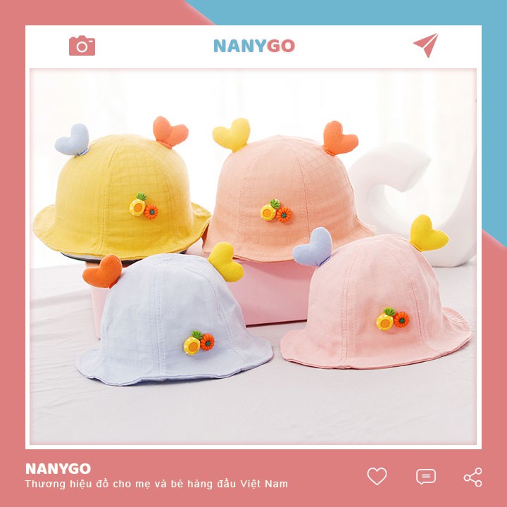 FreeShip 💝 Mũ Vành Tròn Cho Bé Tai Hình Tim Bé Trai Bé Gái - MU1