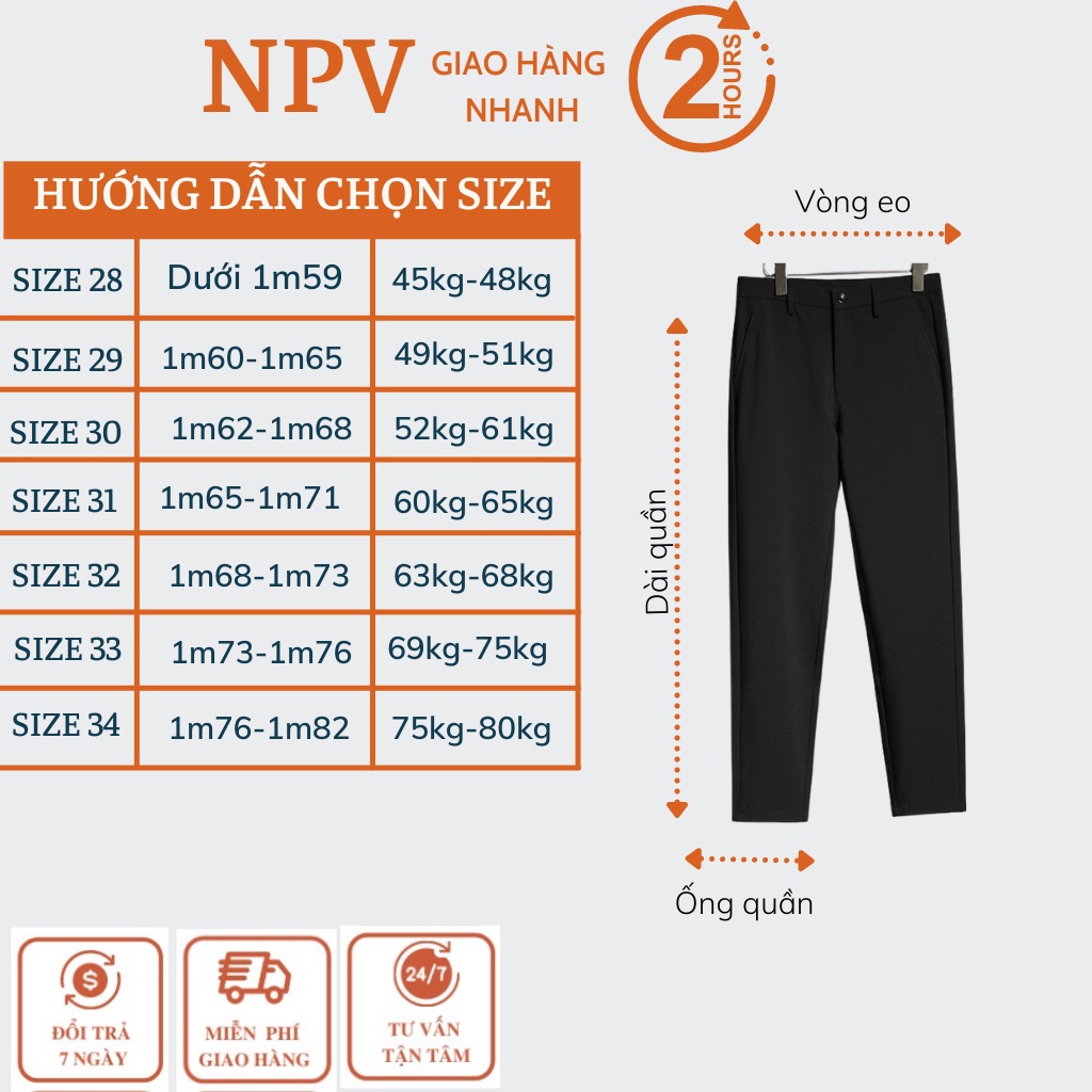 Quần âu nam NPV vải lụa hàn co giãn,Quần baggy nam ống rộng không nhăn không xù loại tây âu Premium thời trang