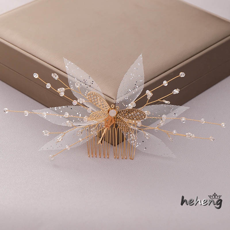 Lược Cài Tóc Họa Tiết Bướm Lấp Lánh Dành Cho Cô Dâu