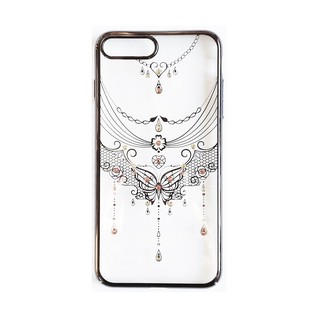 Ốp lưng iPhone 7/7 Plus Tuxedo Crystal đính đá (nhựa cứng, trong suốt, in hình Đôi cánh đen)