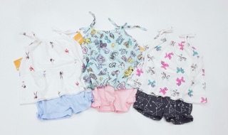 Combo 2 bộ Gymboree hai dây thắt nơ bé