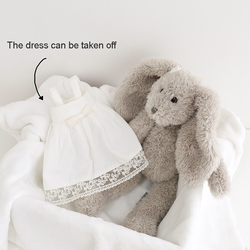 Thú Nhồi Bông Hình Thỏ Tai Dài Màu Xám Dễ Thương Cho Bé