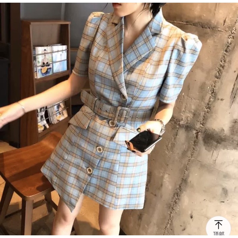 Đầm Vest, Áo Vest Tay Ngắn Lệch Tà Phong Cách Hiện Đại- Hàng Có Sẵn- FREESHIP