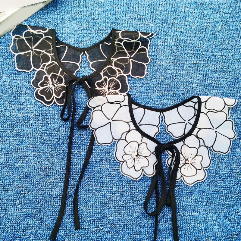 Cổ Áo Rời Nửa Cổ Phối Ren Hoa Có Thể Tháo Rời Cho Nữ