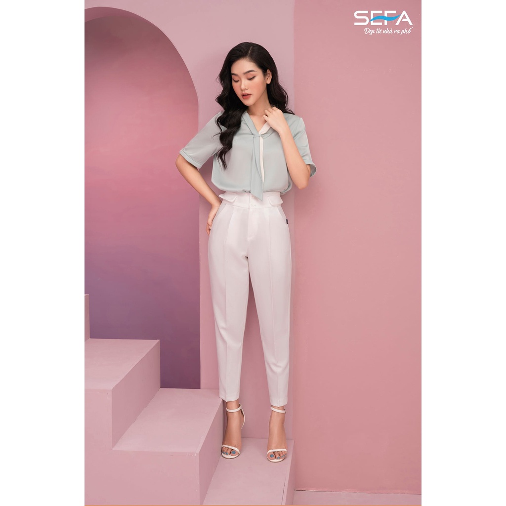 Quần baggy công sở nữ SEFA chất liệu vải trượt Hàn cao cấp phối túi giả SFQ212004