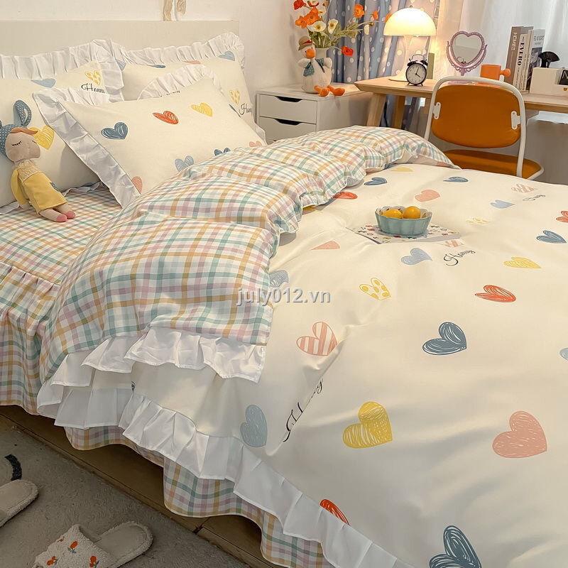Vỏ Gối Chăn Và Ga Giường Nhồi Bông Dày Phong Cách Công Chúa Hàn Quốc Thân Thiện Với Da Th