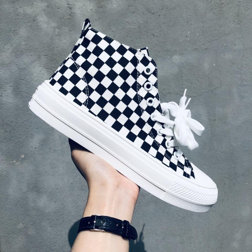 Giày thể thao Ulzzang kẻ cao cổ cam nữ Giầy sneaker Caro đen cam bản cao cấp mới nhất Hot Hit 2022