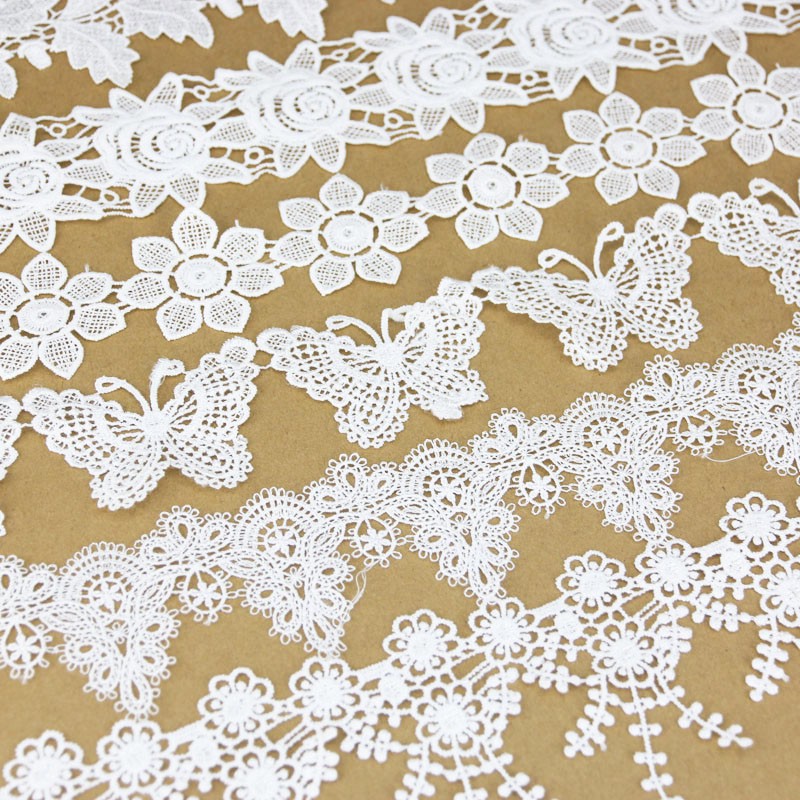 Cuộn dây ruy băng cotton phối ren tùy chọn họa tiết trang trí thủ công dài 1 yard