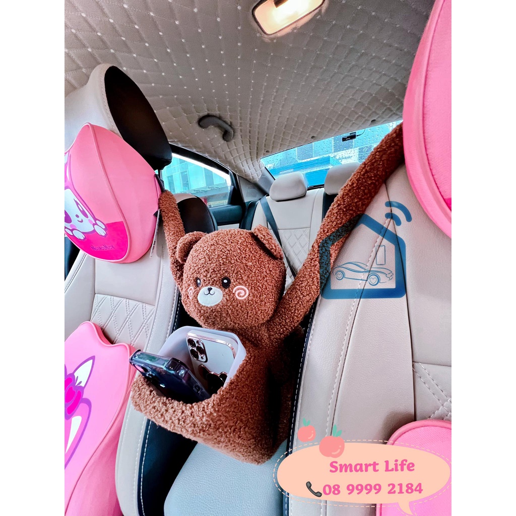 HỘP ĐỰNG KHĂN GIẤY VÀ ĐỒ DÙNG TRÊN XE Ô TÔ TIỆN DỤNG HÌNH GẤU DỄ THƯƠNG