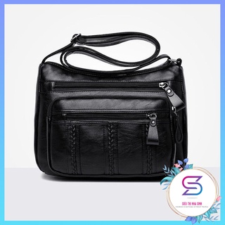 Túi Xách Nữ Da Mềm 3 Gân Dọc Hàn Quốc, Túi Đeo Chéo Da Nữ Nhỏ Gọn Cá Tính