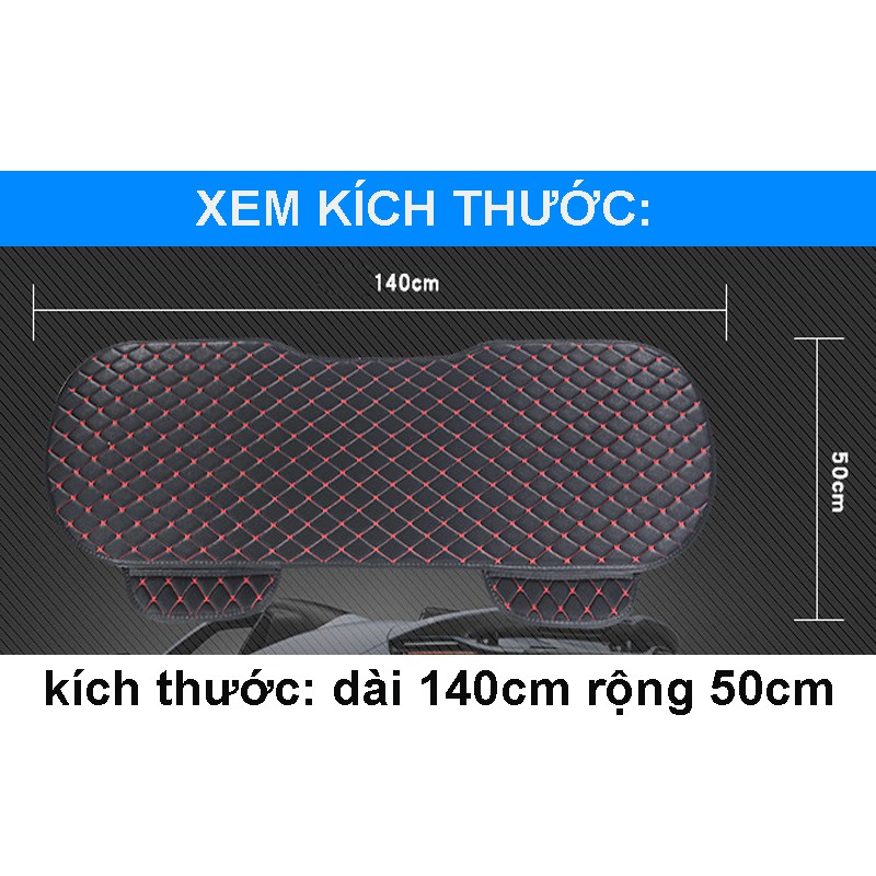 Đệm da lót ghế ngồi băng Sau xe hơi - 3D chỉ đỏ (1 băng ghế sau)