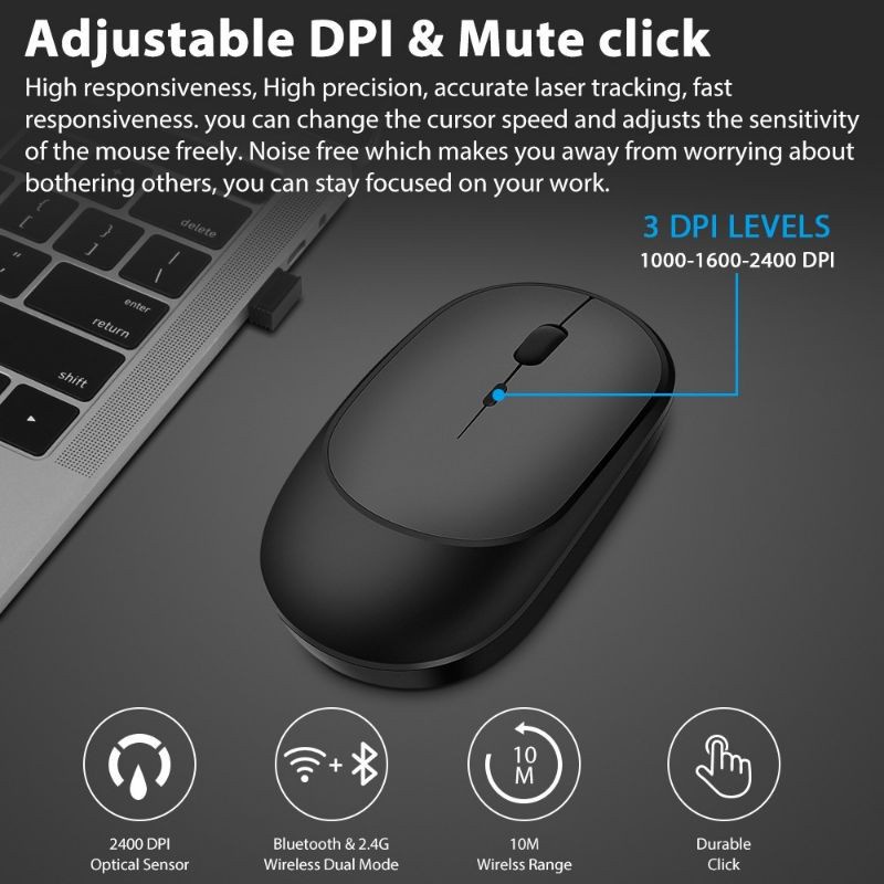 Chuột Không Dây Bluetooth 2.4G Cho ĐiệN ThoạI Và Laptop s138