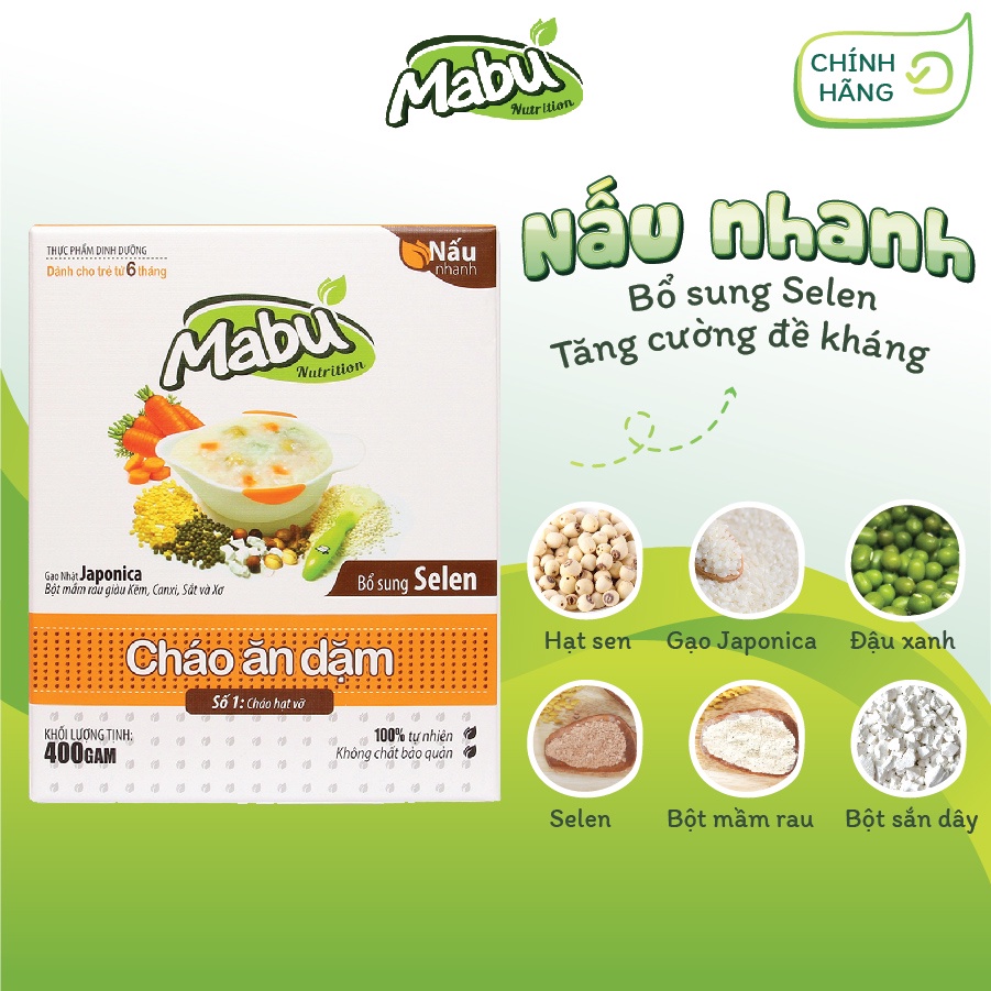 Cháo hạt vỡ ăn dặm Mabu, đồ ăn dặm cho bé từ 7 tháng ăn dặm kiểu Nhật