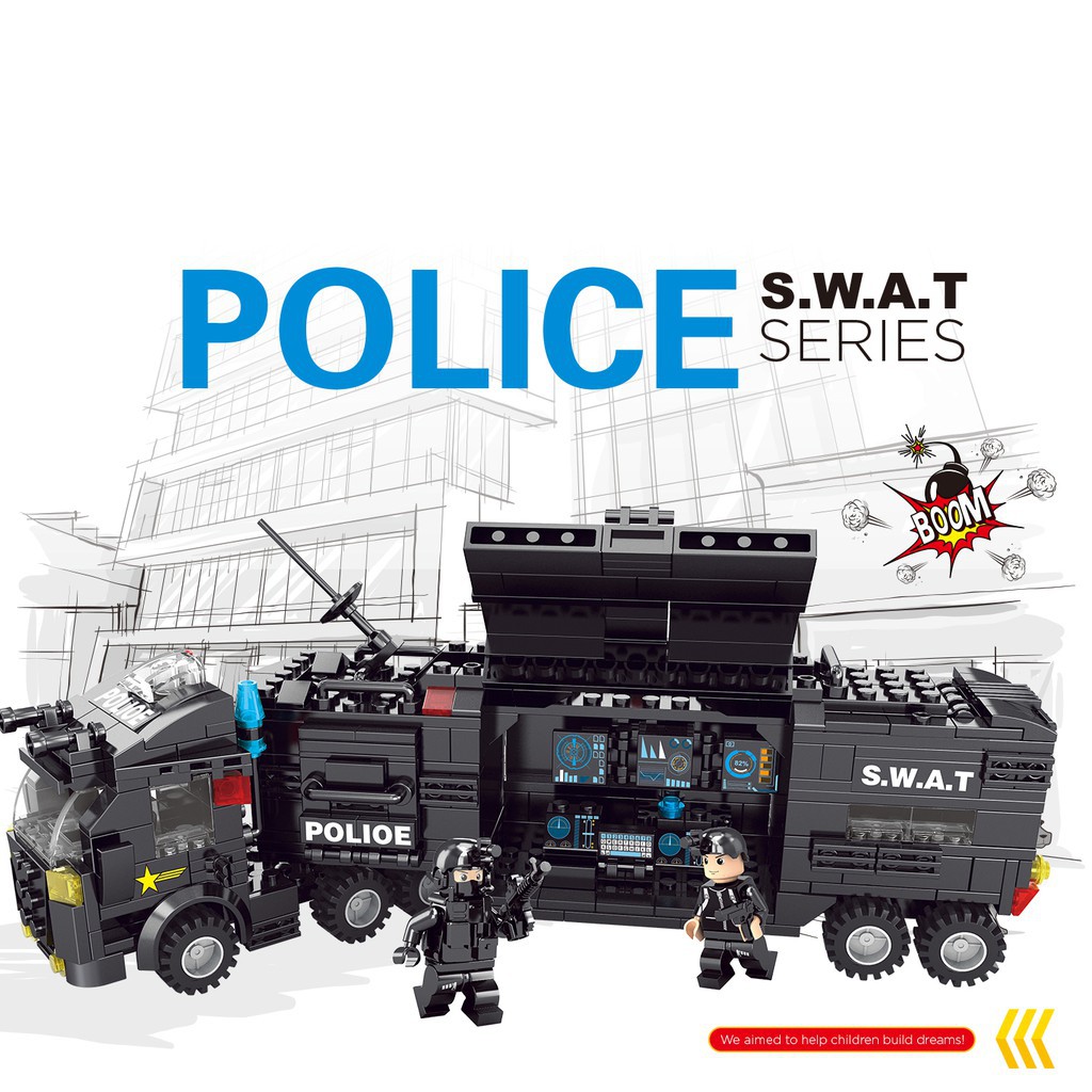 Bộ lắp ráp Biệt đội S.W.A.T - Xe truy kích - Lele Brother - Police 8522-2 LL2.11