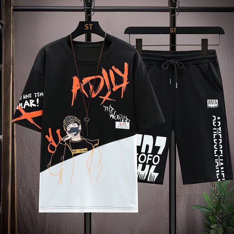 Áo Thun Tay Ngắn Cổ Thuyền Dáng Rộng In Họa Tiết Thời Trang Mùa Hè Cho Nam size M-5XL