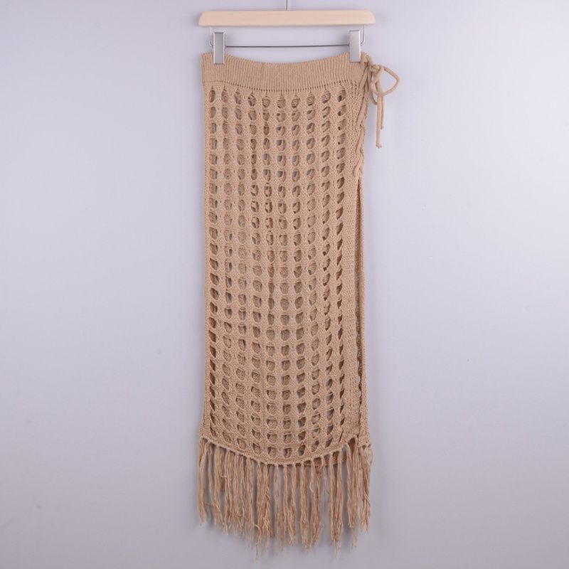 Khăn Quấn Bikini Len Lưới Tua Rua Xuyên Thấu Sexy, Sexy See Through Swimwear Sarong Lacy Cover Up