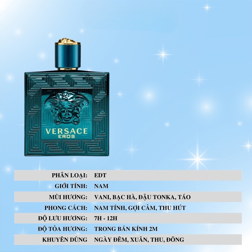 Nước Hoa Nam Versace Eros bản EDT dung tích 100ml - Dầu thơm nam tính lưu hương lâu hương thơm quyến rũ - Shin Shop