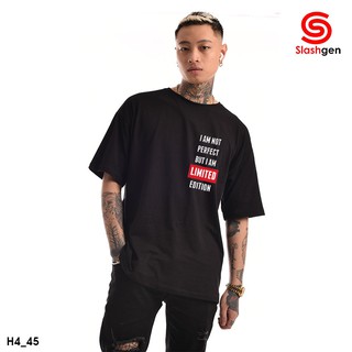 Áo thun nam tay lỡ H4_45 Limited Đỏ Chữ Trắng Ngực Trái [40kg-110kg] 100% Cotton