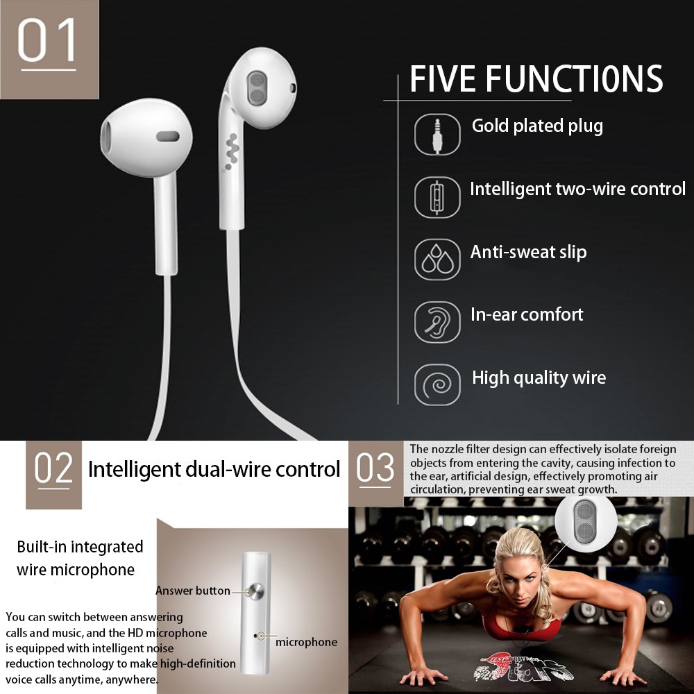 Tai Nghe Nhét Tai Jack 3.5mm Giảm Tiếng Ồn Chuyên Dụng Cho Điện Thoại / Pc