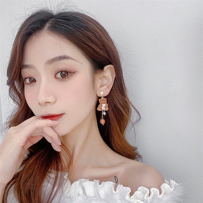 [Augustcloth | AugustJewelry] Bông tai/ Hoa tai nơ và gấu đỏ dễ thương