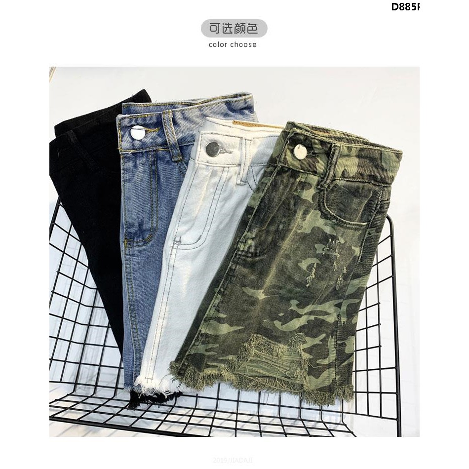 Chân Váy Denim Chữ A Họa Tiết Rằn Ri Phối Rách Thời Trang 2020 Cá Tính