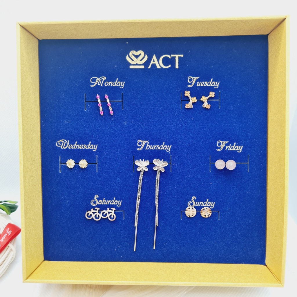 Sét bông tai 7 ngày mẫu 11 - quà tặng vợ, quà tặng bạn gái, quà 20/10, quà 8/3, quà valentine, quà giáng sinh