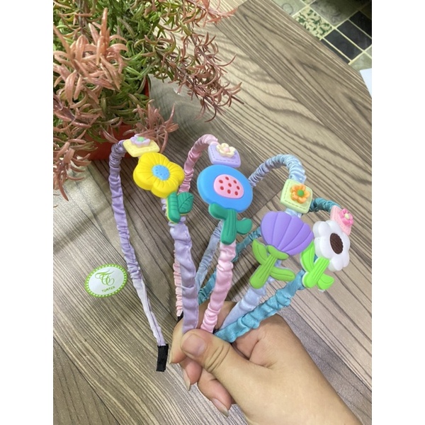 Cài Tóc Vải Nhúng Icon Hoa Nhiều Màu Sắc Dễ Thương