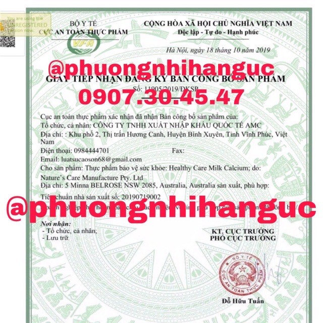 BILL MUA TẠI ÚC - VIÊN UỐNG BỔ SUNG CANXI VÀ DHA HEALTHY CARE 60 VIÊN