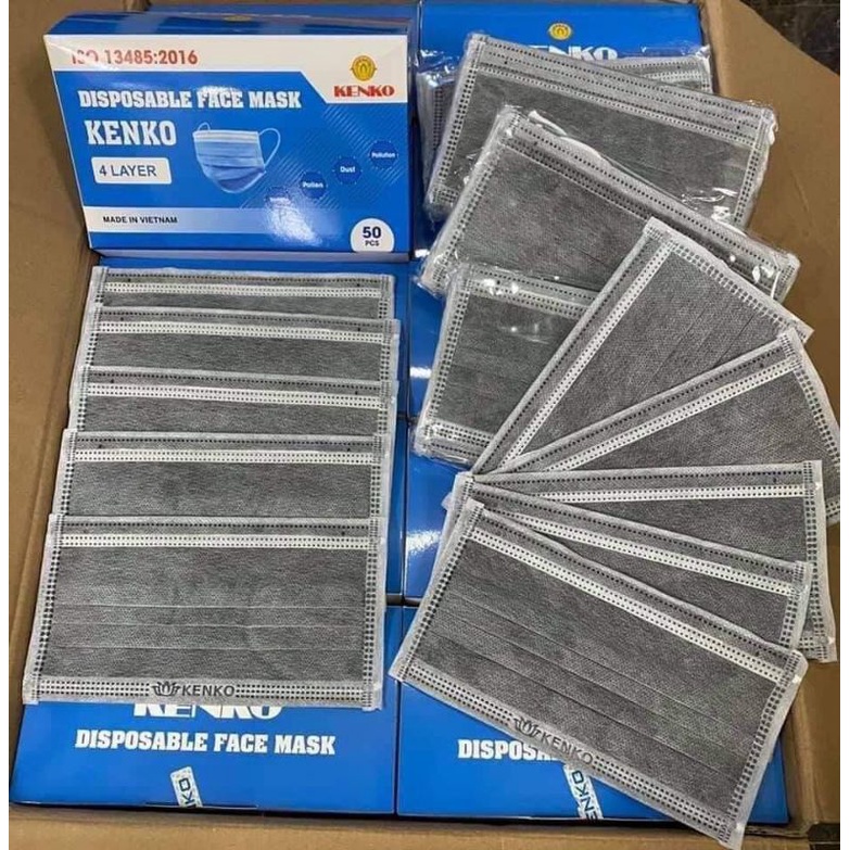 ✨ COMBO 1 Hộp Khẩu Trang Y Tế Kháng Khuẩn KENKO Xanh Xám