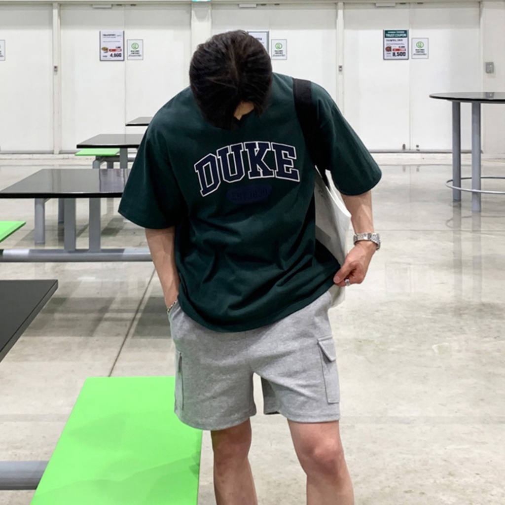 Áo Phông Nam Xanh DUKE Phong Cách UNISEX Ulzzang Mùa Hè, Cotton Thoải Mái Hoạt Động