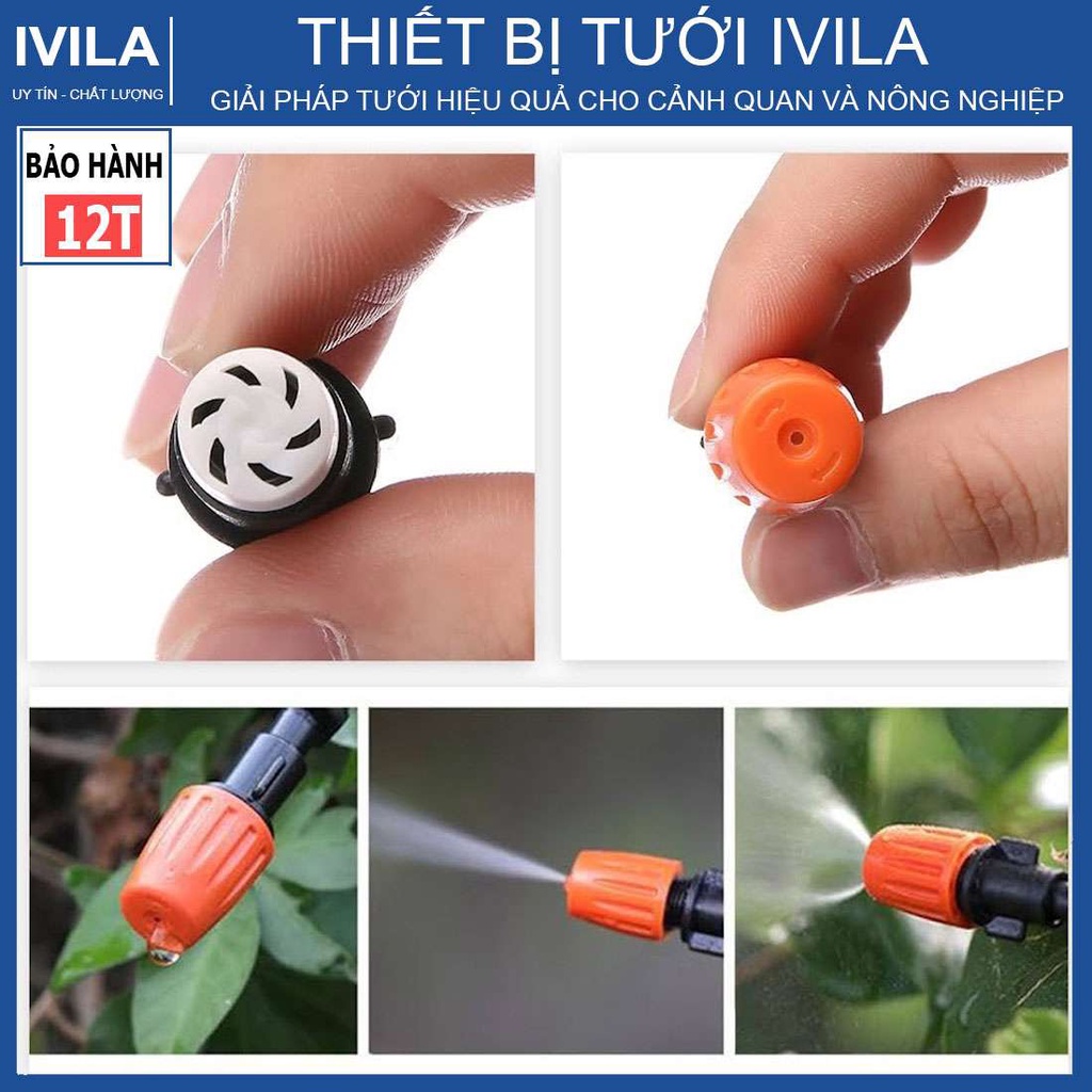 Béc phun sương 1 cửa cam kèm T nối - Đầu tưới điều chỉnh được lưu tượng - Thích hợp tưới lan, chống nóng
