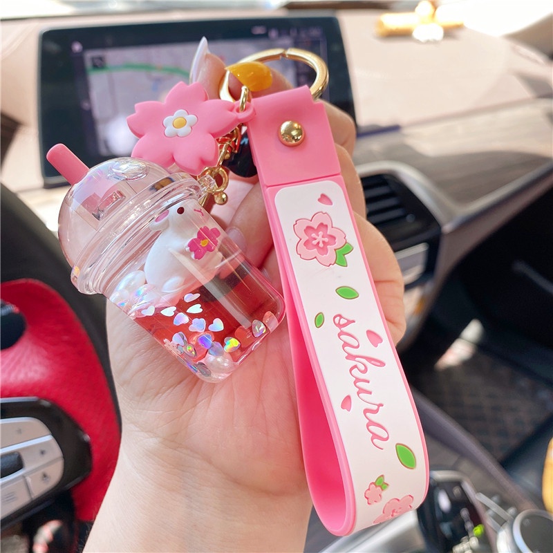 Móc Khóa Hình Bình Trà Sữa Hoạt Hình Dễ Thương