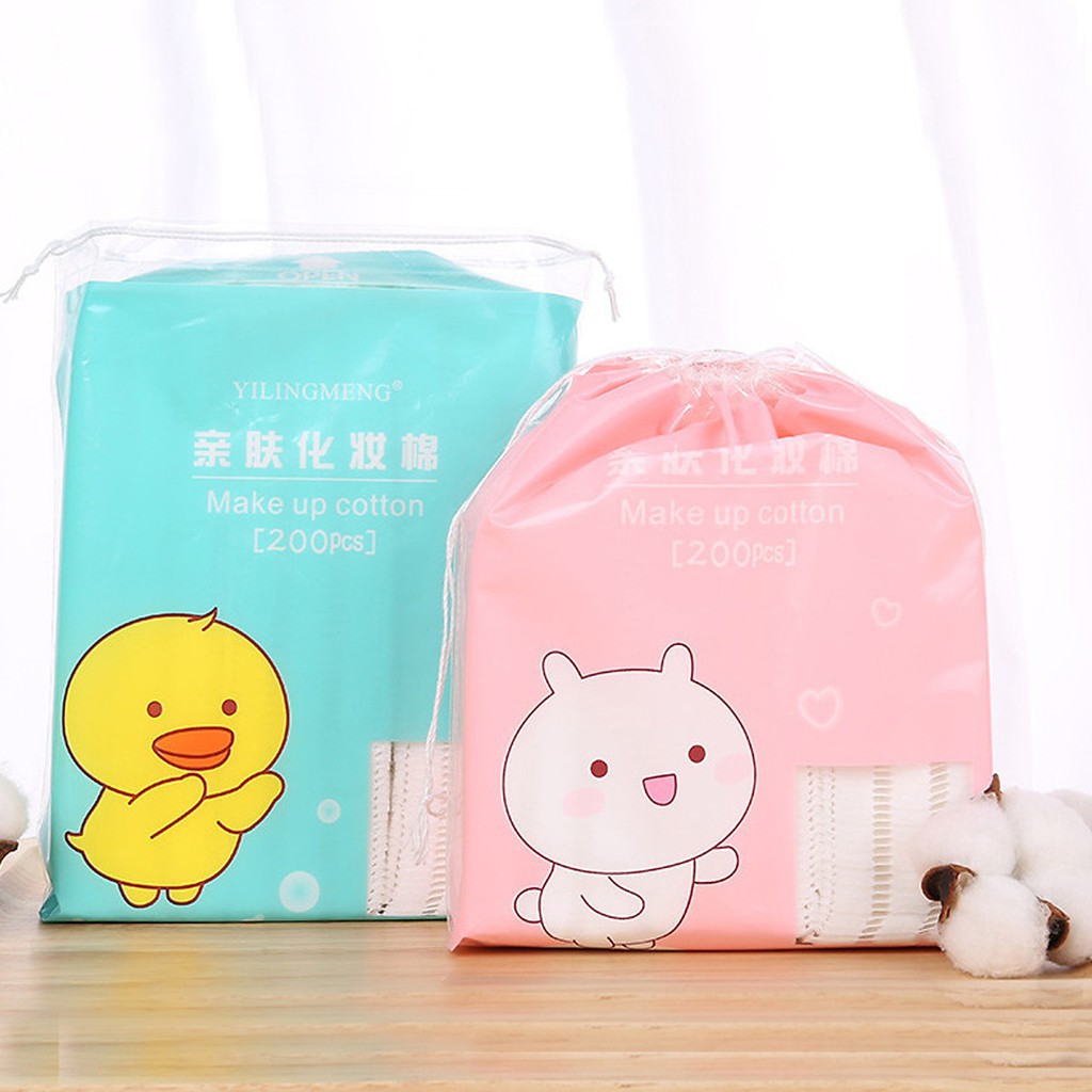 Bông Tẩy Trang Yilingmeng Line Friend Gấu Thỏ Vịt Make Up Cotton 200 Miếng Hàn Quốc Chính Hãng - LAI'S STORE