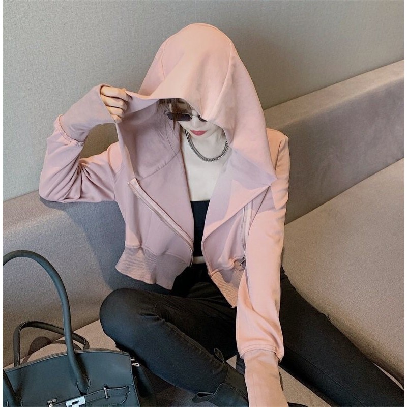 Áo Khoác Croptop Ôm Eo Dây Kéo Chéo Hai Bên Độc✨ | BigBuy360 - bigbuy360.vn