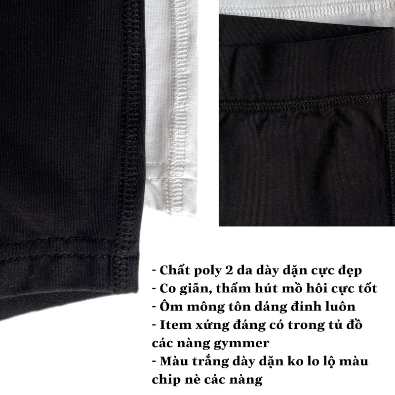 Quần đùi tập gym, short trơn thể thao nữ cao cấp, cạp lưng cao, ôm eo nâng hack mông siêu sịn