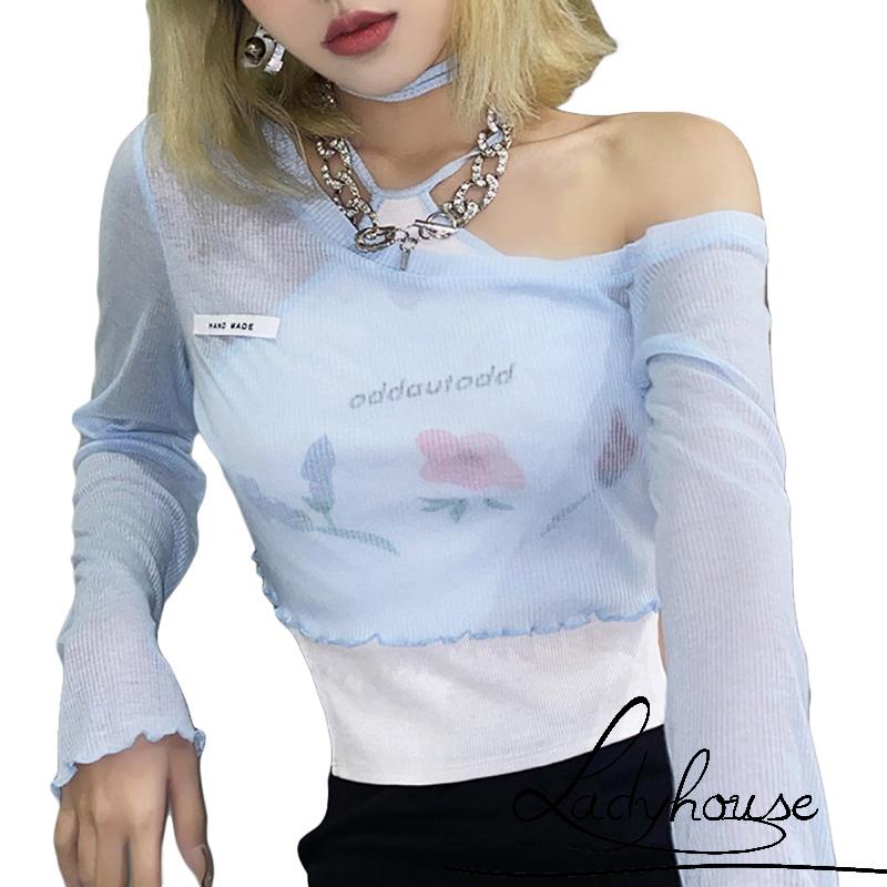 Set áo hai dây xẻ tà + áo tay dài dáng ngắn in họa tiết hoa thời trang mùa thu cho nữ