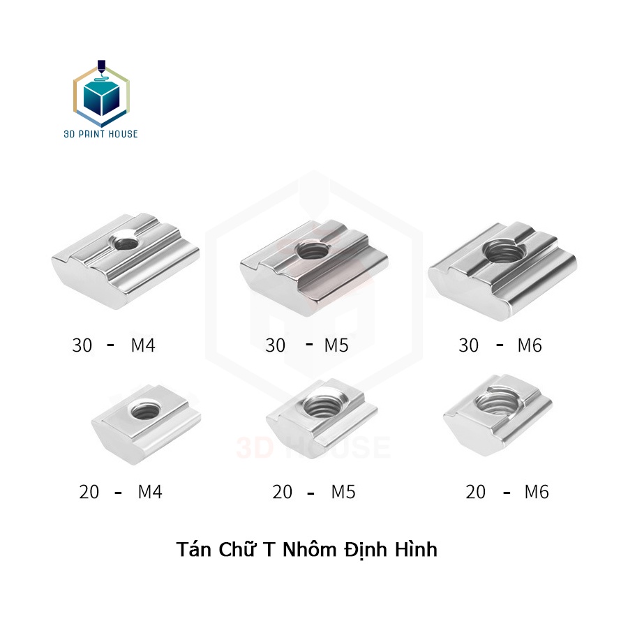 Tán Chữ T Luồn cho Nhôm Định Hình 2020, 3030 (10con)