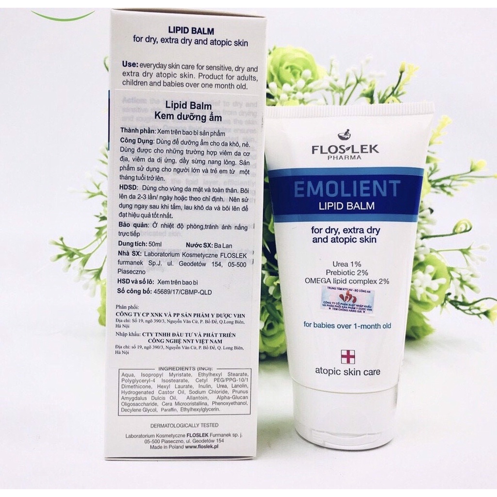 Kem dưỡng ẩm dịu nhẹ FlosLek Emoleum Emolient Lipid Balm 50ml BS NGHĨA