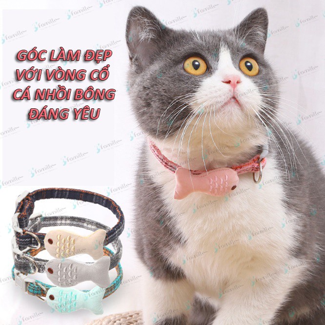 [LÀM ĐẸP]Dây Đeo Cổ Cho Mèo,Vòng Cổ Gắn Cá, Phong Cách Nhật Bản. Freesize. Sẵn 4 Màu Lựa Chọn. JF50